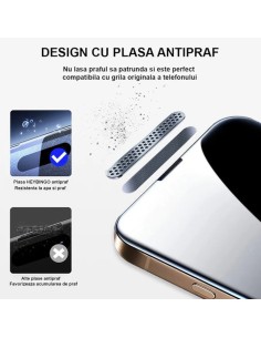 Folie Telefon Privacy iPhone 16 PRO HEYBINGO, E-Touch Box, Cu Kit de Aplicare si Functie Automata de Indepartare a Prafului 2