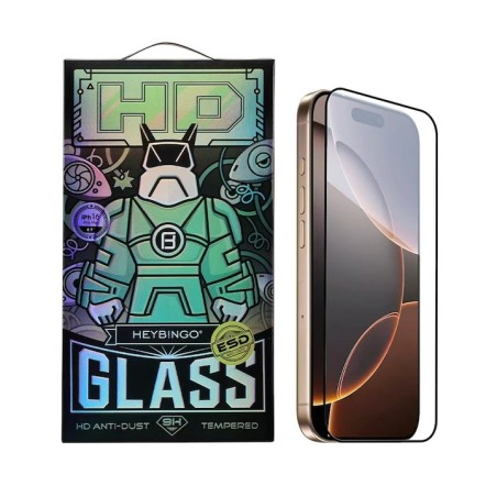 Folie Protectie iPhone 16 PRO MAX HEYBINGO, 9H RTS HD din Sticla Securizata Antistatica, Cu Kit de Aplicare, Nu Lasa Amprente -