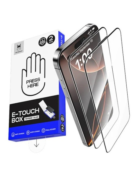 Folie Telefon HD iPhone 17 HEYBINGO, E-Touch Box, Cu Kit de Aplicare si Functie Automata de Indepartare a Prafului