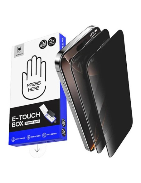 Folie Telefon Privacy iPhone 17 PRO HEYBINGO, E-Touch Box, Cu Kit de Aplicare si Functie Automata de Indepartare a Prafului