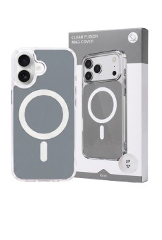 Husa iPhone 17 Gri, HEYBINGO®, design slim, MagSafe, Anti-Soc, Anti Zgarieturi, Clear Fusion Mag Cover