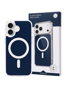 Husa iPhone 17 Albastra, HEYBINGO®, design slim, MagSafe, Anti-Soc, Anti Zgarieturi, Clear Fusion Mag Cover