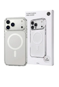 Husa iPhone 17 PRO Alb, HEYBINGO®, design slim, MagSafe, Anti-Soc, Anti Zgarieturi, Clear Fusion Mag Cover