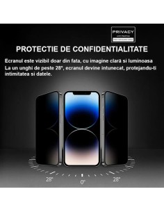 Folie Privacy iPhone 16 PLUS HEYBINGO, 9H din Sticla Securizata Antistatica, Cu Kit de Aplicare, Nu Lasa Amprente 2