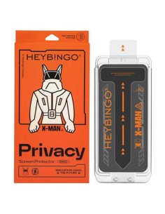 Folie Telefon Privacy iPhone 15 HEYBINGO, Cu Kit de Aplicare si Functie de Indepartare a Prafului, X-MAN, Sticla 9H