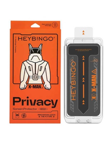 Folie Privacy iPhone 14 PRO MAX HEYBINGO, Cu Kit de Aplicare si Functie de Indepartare a Prafului, X-MAN, Sticla 9H